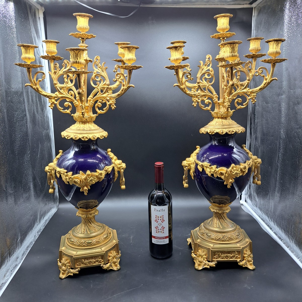 Pair Of Candelabra In Gilt Bronze And Sevres Porcelain, France, 19th Century-photo-7