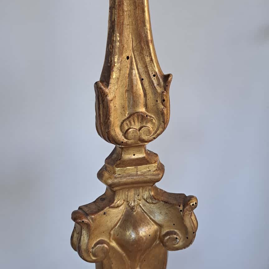 A Pair Of Gilded Wood Candelabra From The Mid-18th Century-photo-5