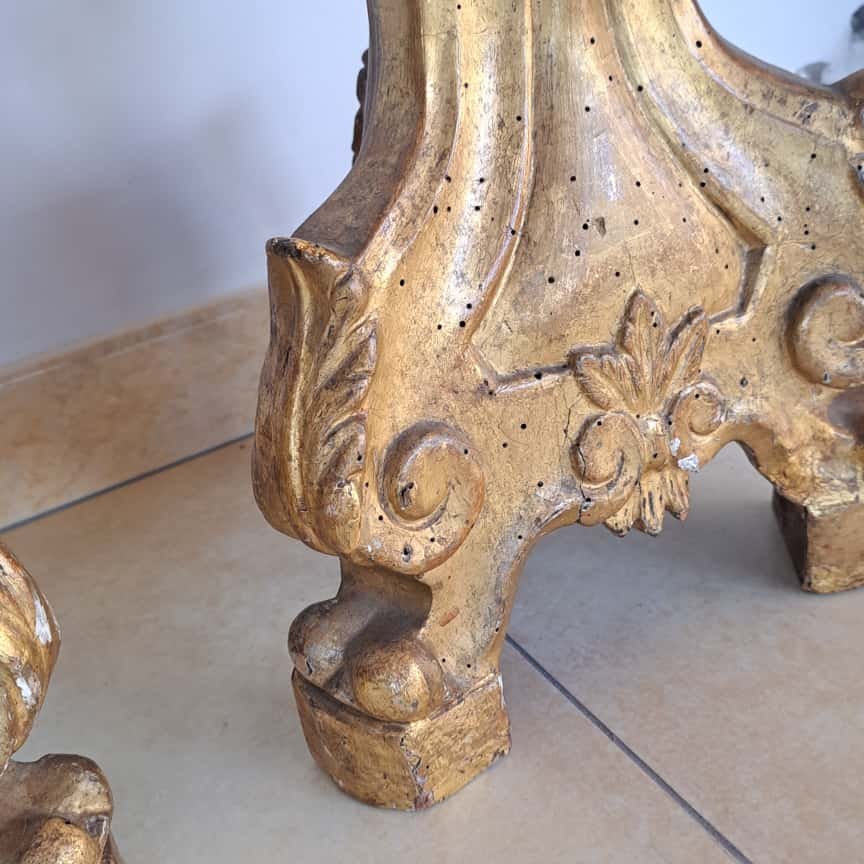 A Pair Of Gilded Wood Candelabra From The Mid-18th Century-photo-6