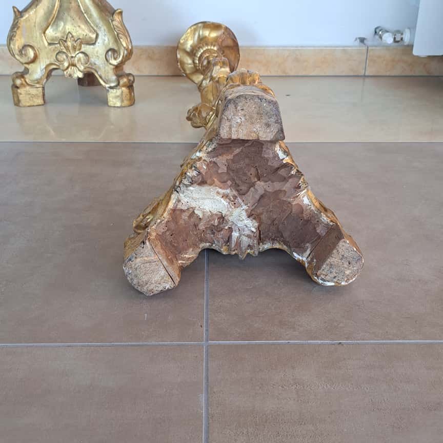 A Pair Of Gilded Wood Candelabra From The Mid-18th Century-photo-7