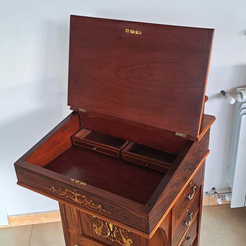 BUREAU DAVENPORT MARQUETÉ VICTORIEN DU MILIEU DU 19E SIÈCLE-photo-1