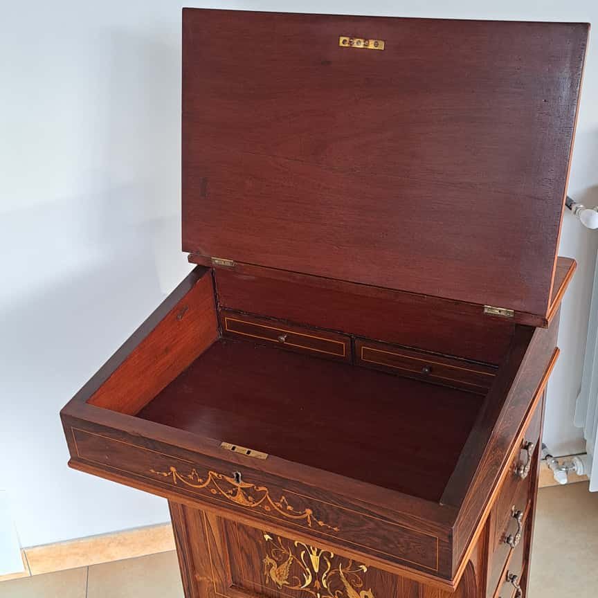 BUREAU DAVENPORT MARQUETÉ VICTORIEN DU MILIEU DU 19E SIÈCLE-photo-3