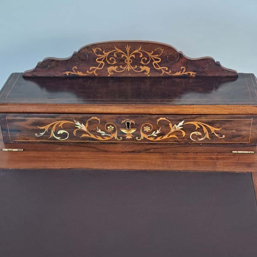 BUREAU DAVENPORT MARQUETÉ VICTORIEN DU MILIEU DU 19E SIÈCLE-photo-6