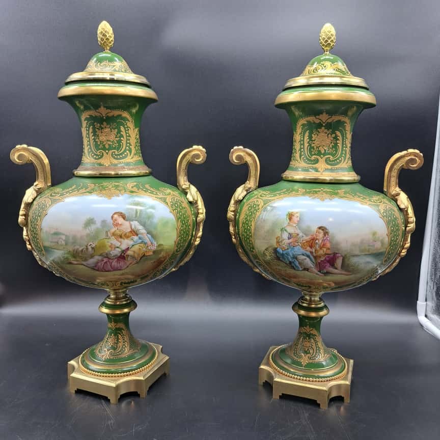 Pair Of 19th Century French Sevres Porcelain Vases.