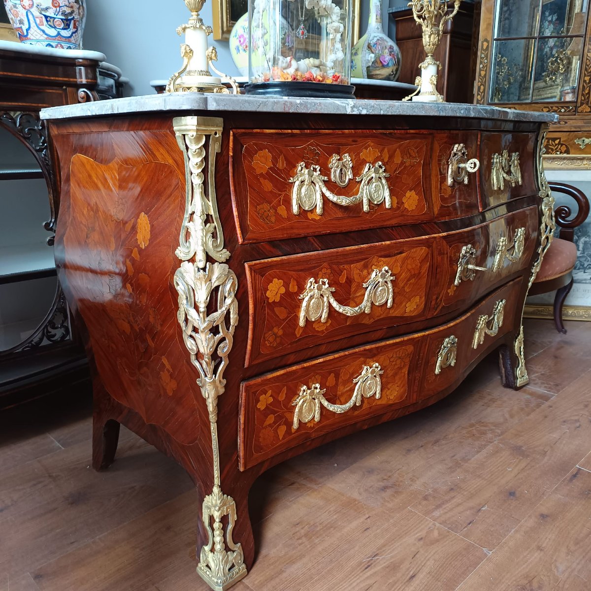 Louis XV "tombeau" Chest Of Drawers Signed Jean-baptiste Fromageau 1743-1793-photo-3