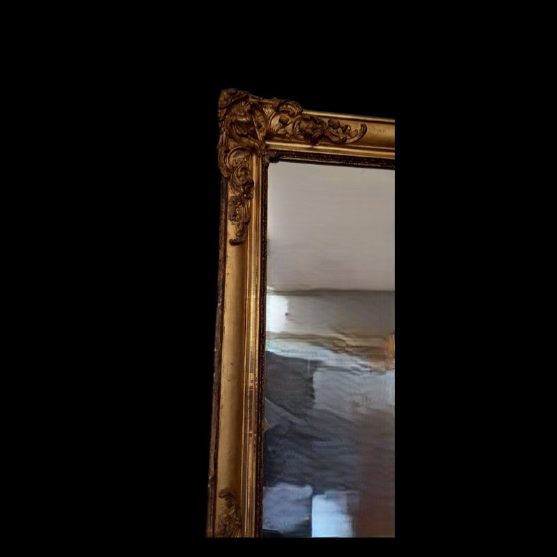 MIROIR DORÉ ANCIEN DE LA SECONDE MOITIÉ DU XIXE SIÈCLE-photo-3