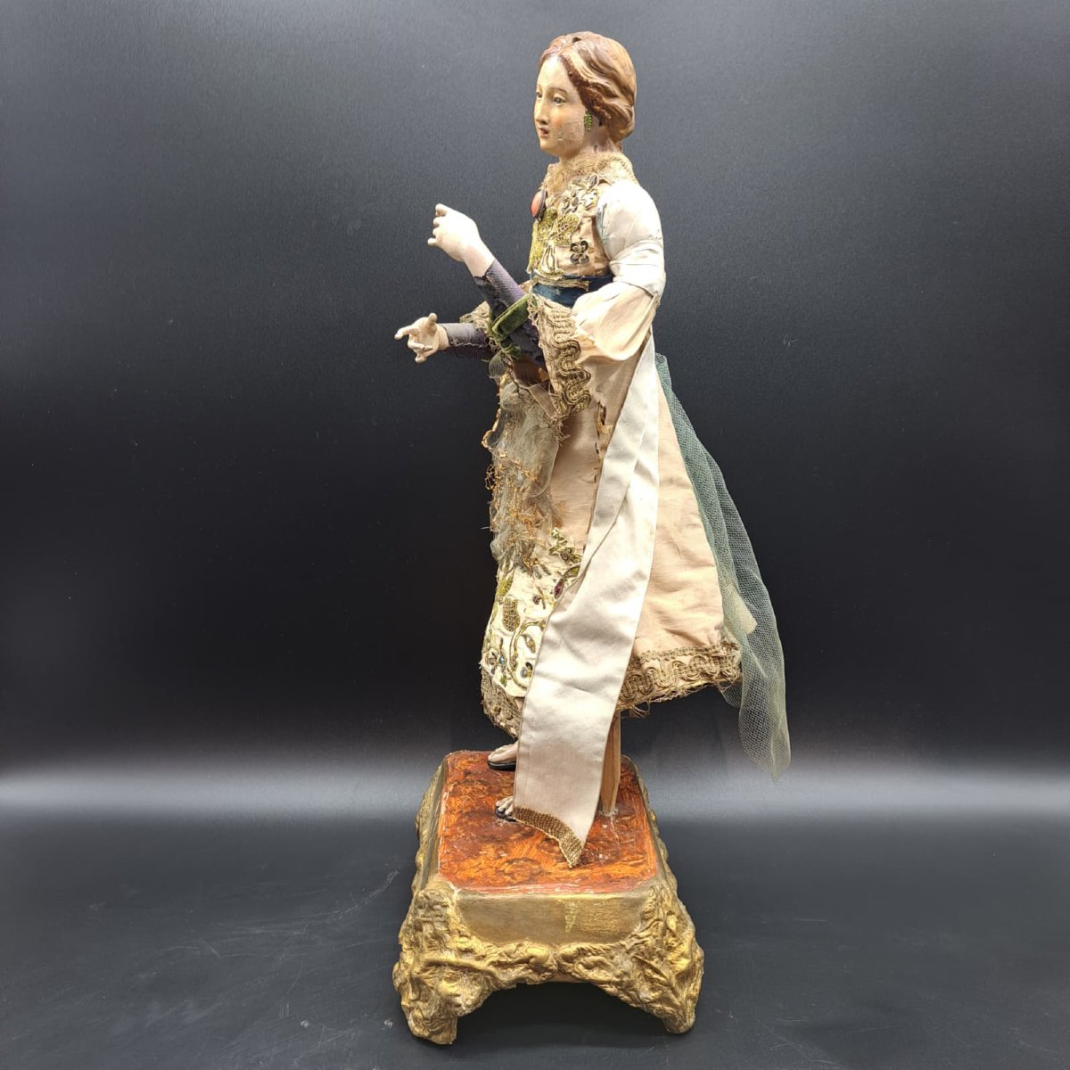 SCULPTURE DE CRÉATURE EN BOIS POLYCHROMÉ, FIN XVIIIe/DÉBUT XIXE SIÈCLE-photo-3