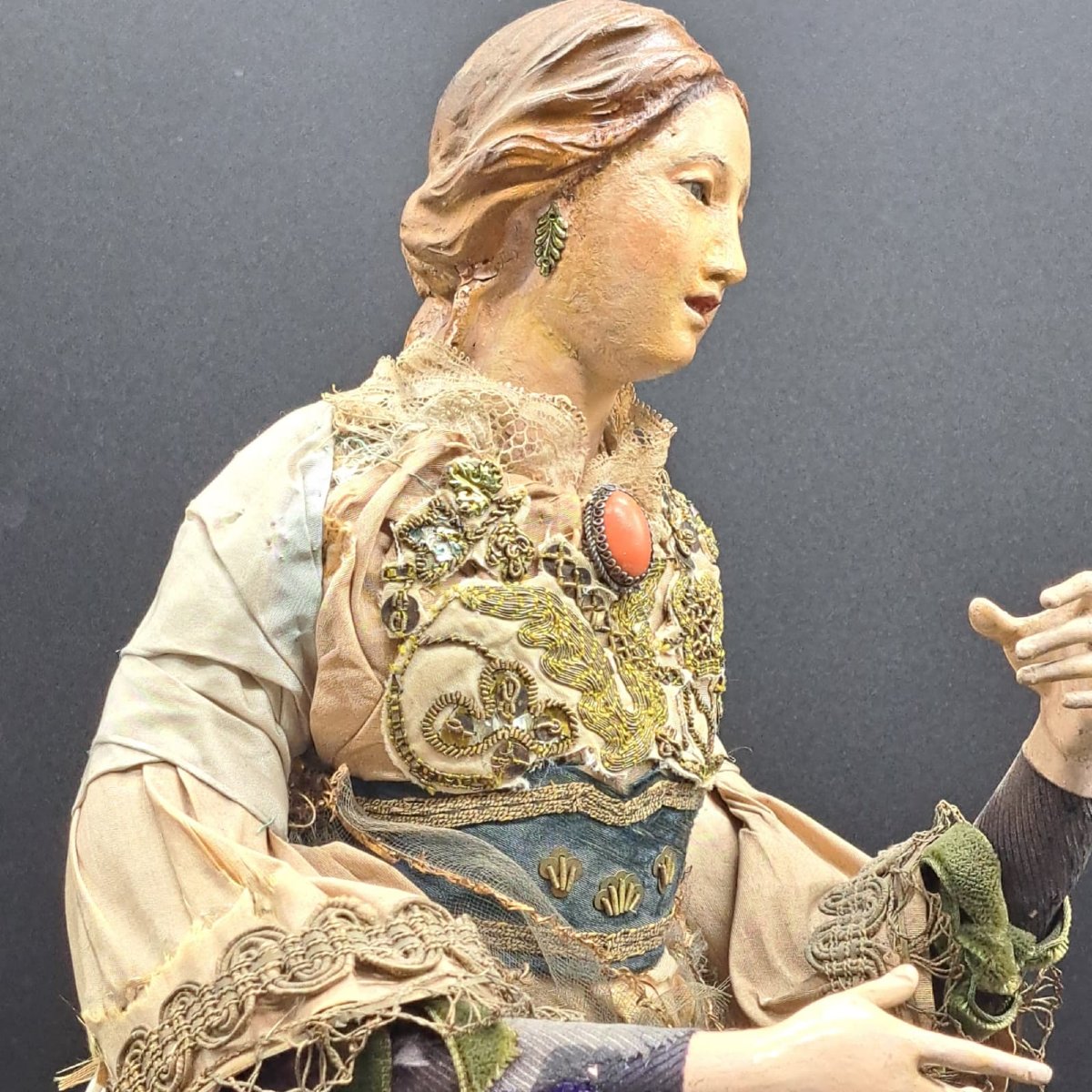 SCULPTURE DE CRÉATURE EN BOIS POLYCHROMÉ, FIN XVIIIe/DÉBUT XIXE SIÈCLE-photo-2