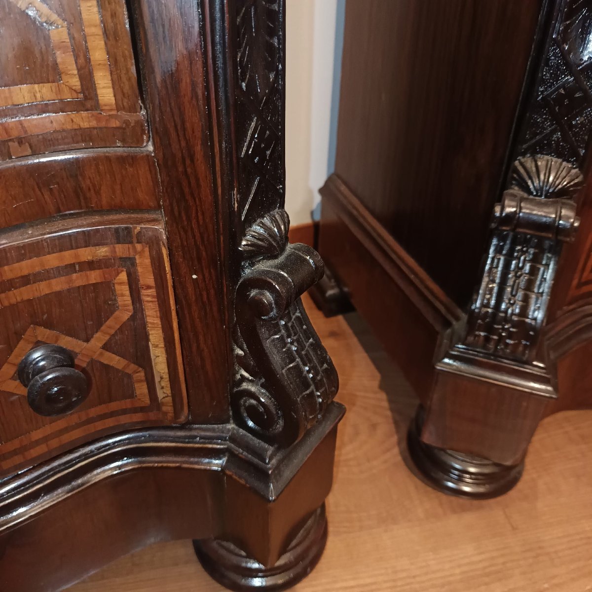 Pair Of Sicilian Charles X Rosewood Bedside Tables, First Half Of The 19th Century-photo-3