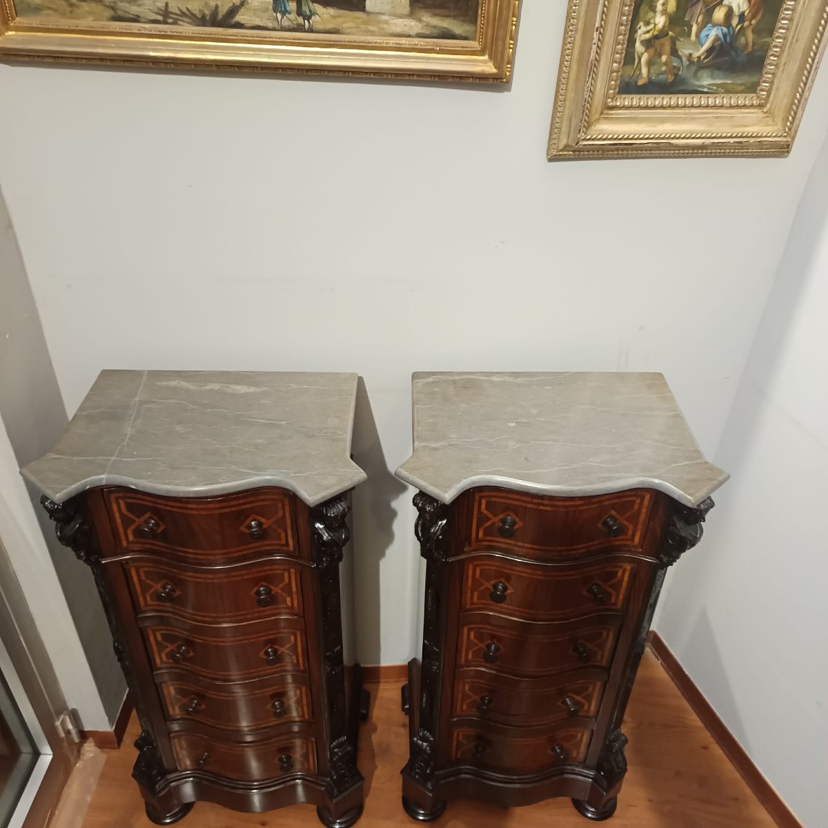 Pair Of Sicilian Charles X Rosewood Bedside Tables, First Half Of The 19th Century-photo-2