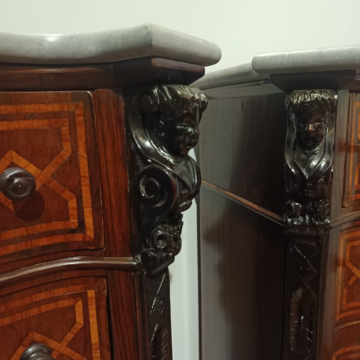 Pair Of Sicilian Charles X Rosewood Bedside Tables, First Half Of The 19th Century-photo-3