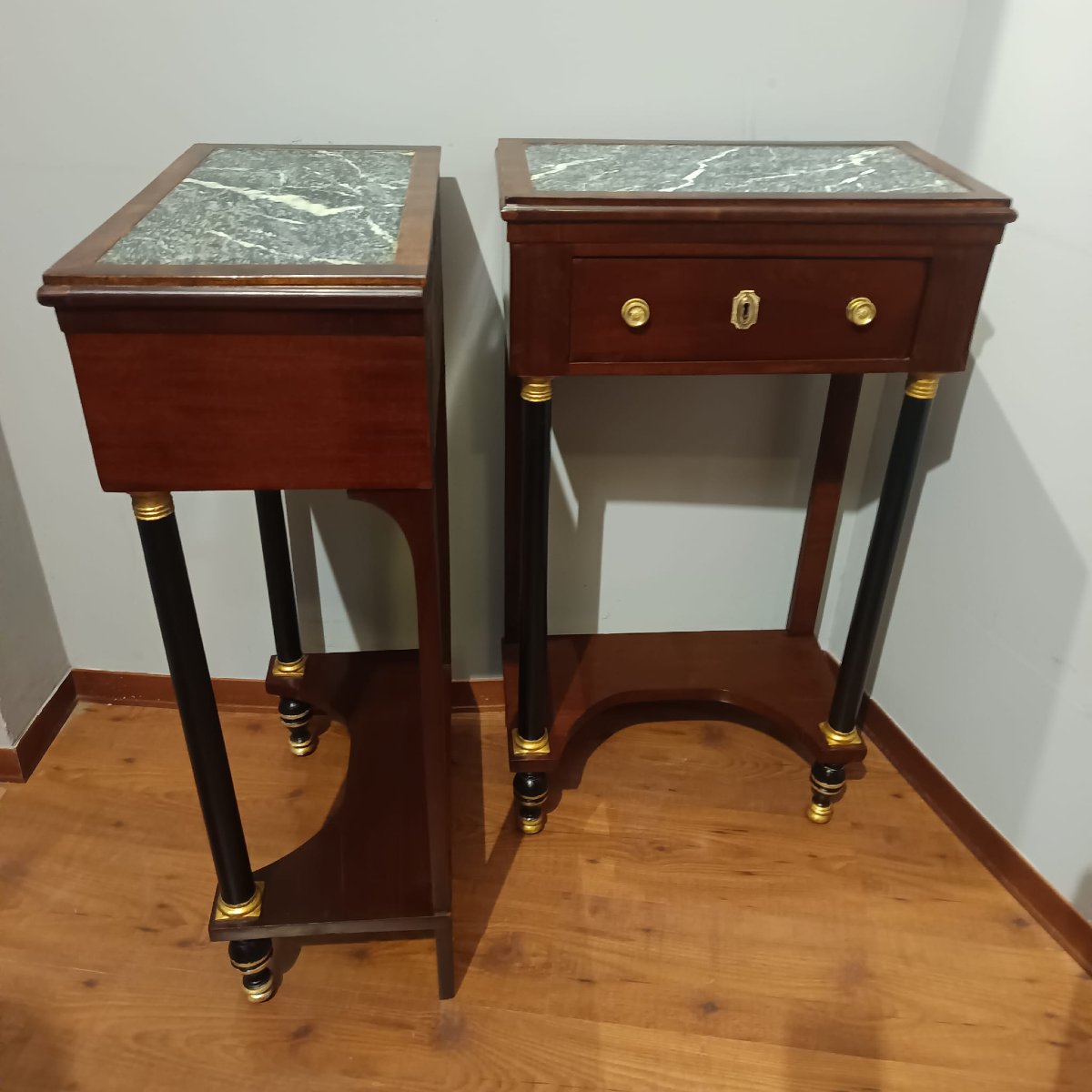PAIRE DE TABLES DE CHEVET SICILIENNES DE STYLE EMPIRE, XIXE SIÈCLE-photo-2