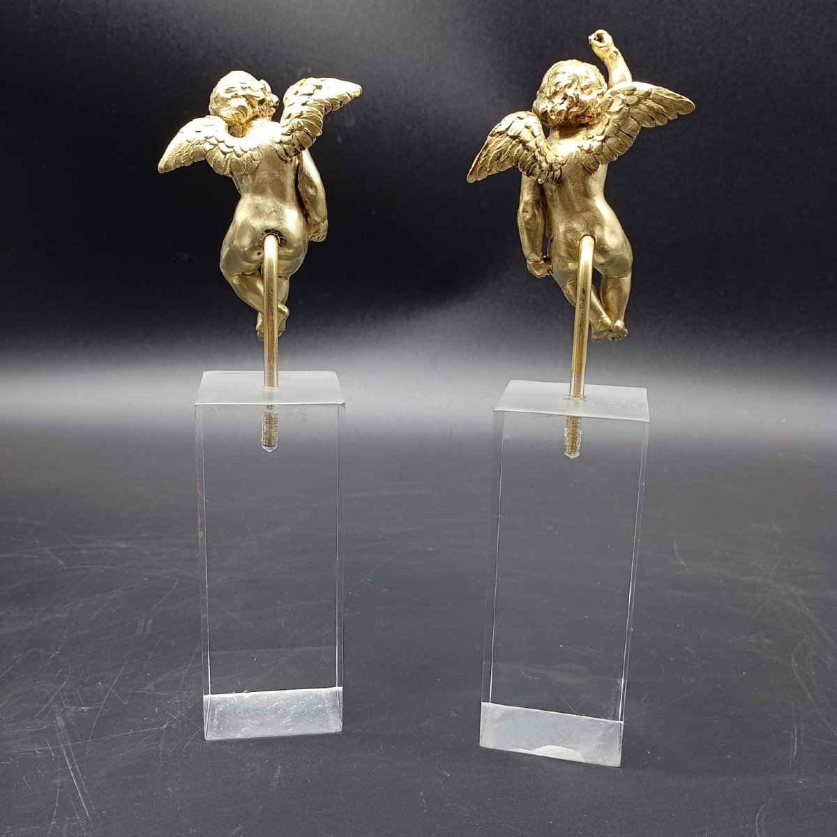 PAIRE DE PUTTIS ALLÉGORIQUES EN BRONZE DORÉ, XVIIIe SIÈCLE-photo-3