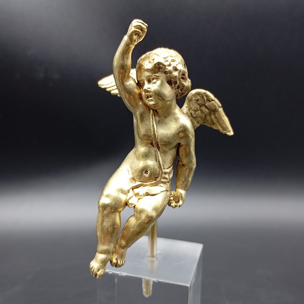 PAIRE DE PUTTIS ALLÉGORIQUES EN BRONZE DORÉ, XVIIIe SIÈCLE-photo-3