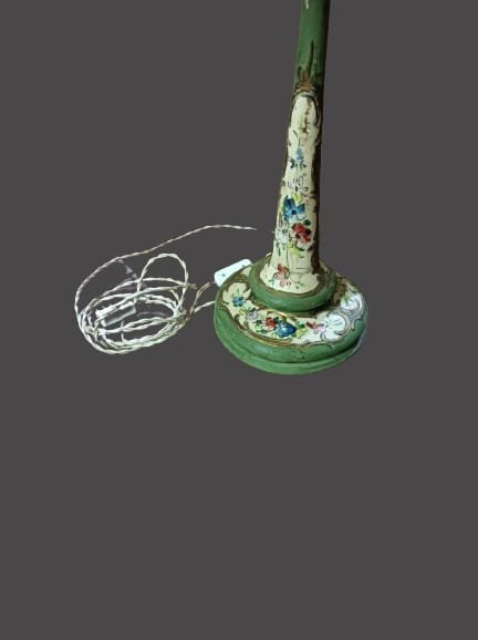 Lacquered And Decorated Wood Lamp From The Late 19th/early 20th Century-photo-6