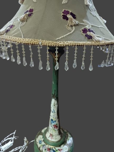 Lacquered And Decorated Wood Lamp From The Late 19th/early 20th Century-photo-7