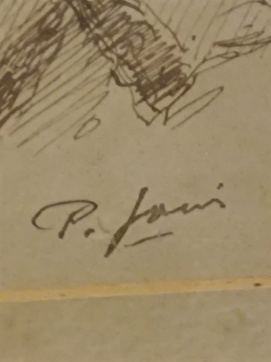 Ink Drawing On Paper Signed Pio Joris-photo-4