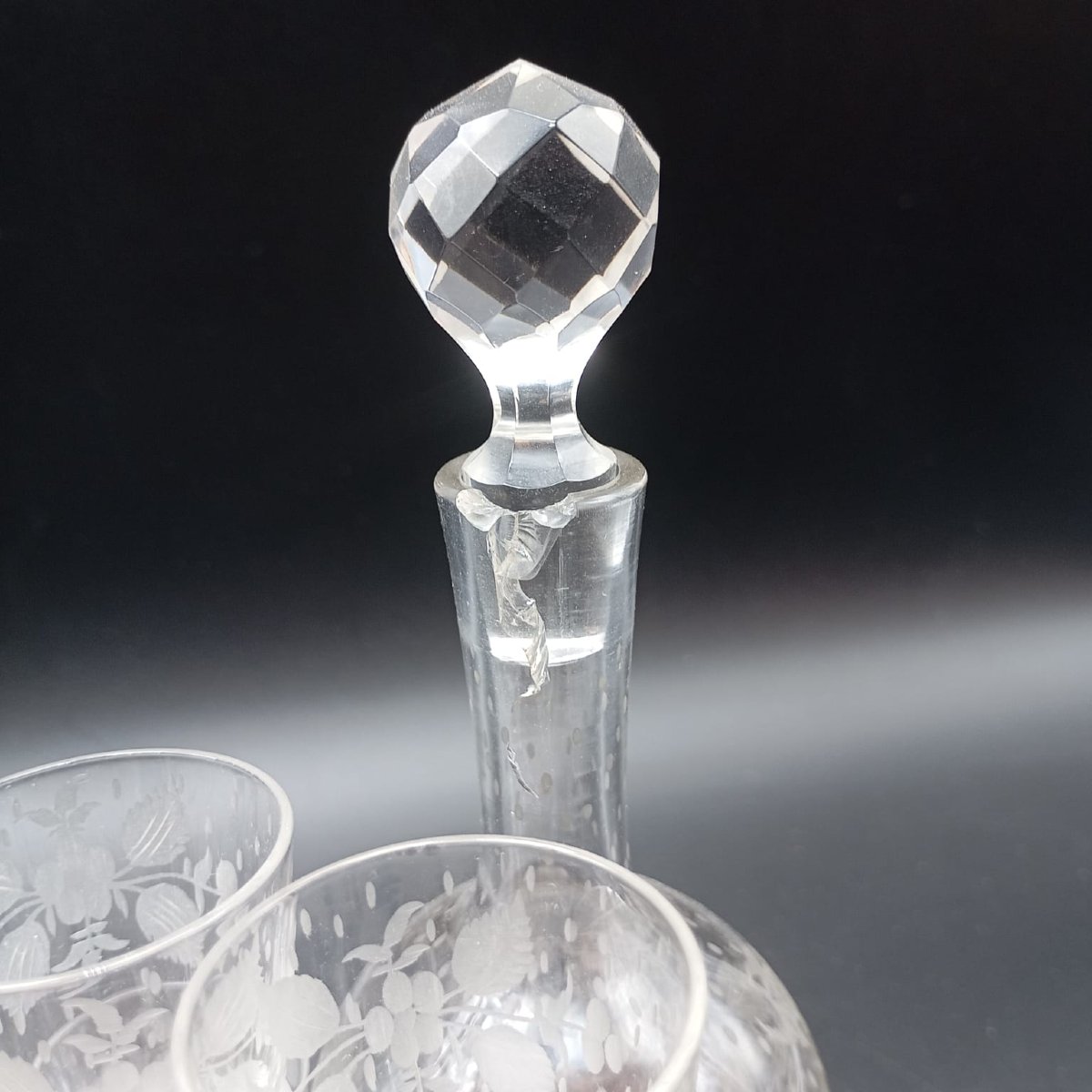 Cave à liqueur en bois ébonisé et cristal du XIXe siècle-photo-5