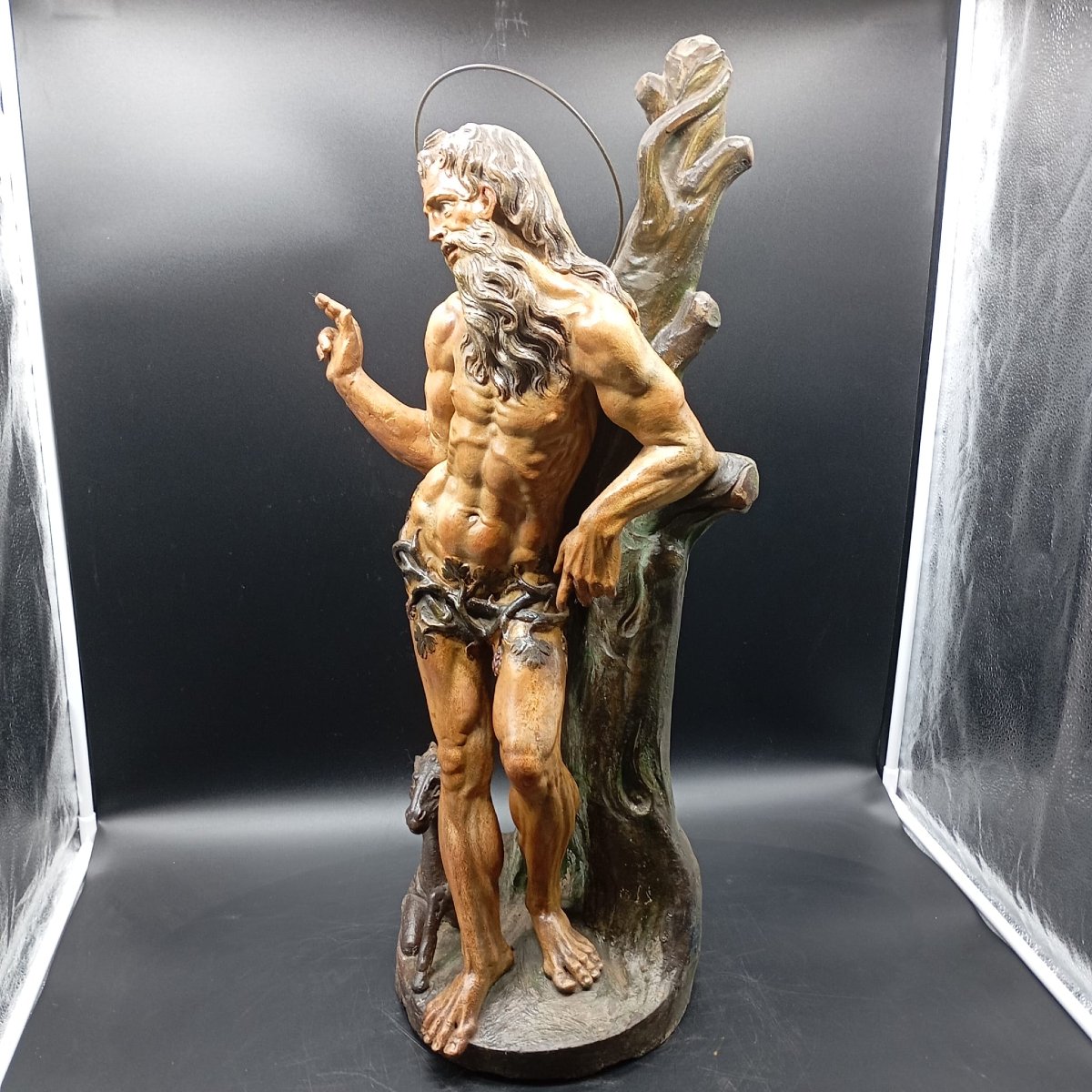 GRANDE SCULPTURE EN TERRE CUITE POLYCHROMÉE DE LA FIN DU XVIIe/DÉBUT DU XVIIIe SIÈCLE-photo-3