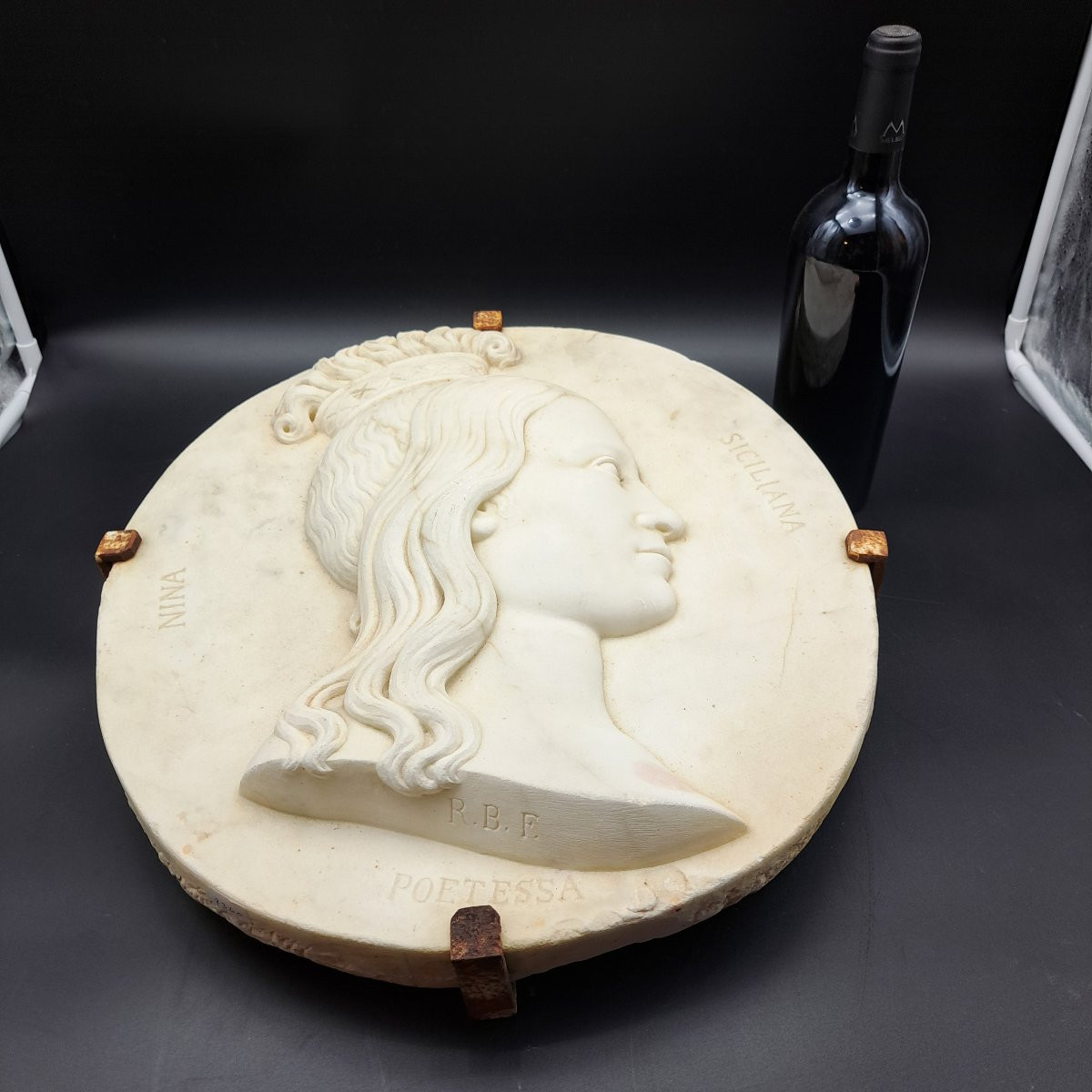 19th Century Rosolino Barbera Marble Bas-relief "1838-1866"-photo-3