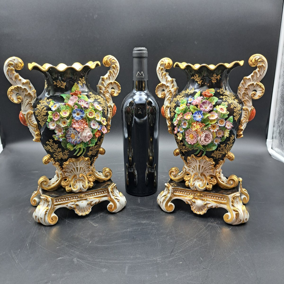 Pair Of French-made Vases With Floral Decorations By Jacob Petit-photo-3