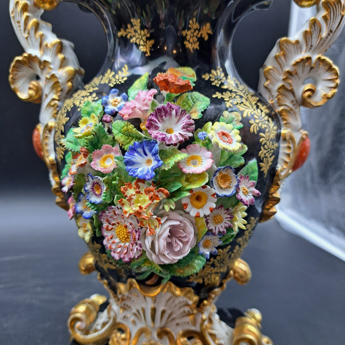 Pair Of French-made Vases With Floral Decorations By Jacob Petit-photo-4