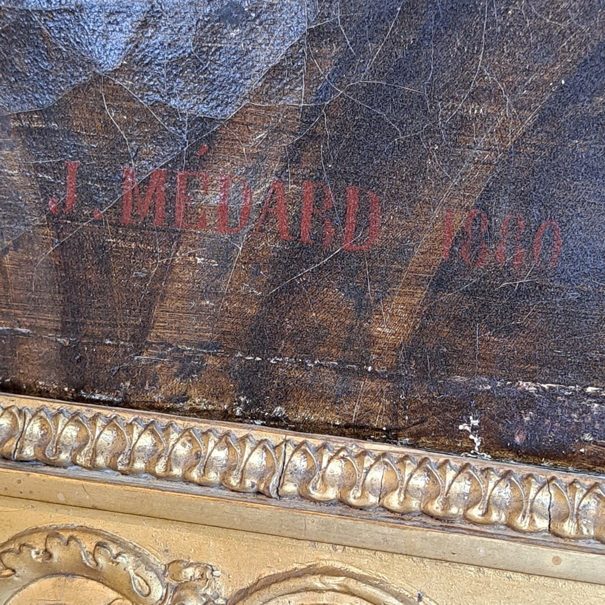 Huile sur toile de la seconde moitié du XIXe siècle, par Jules Ferdinad Médard (1855-1925)-photo-8