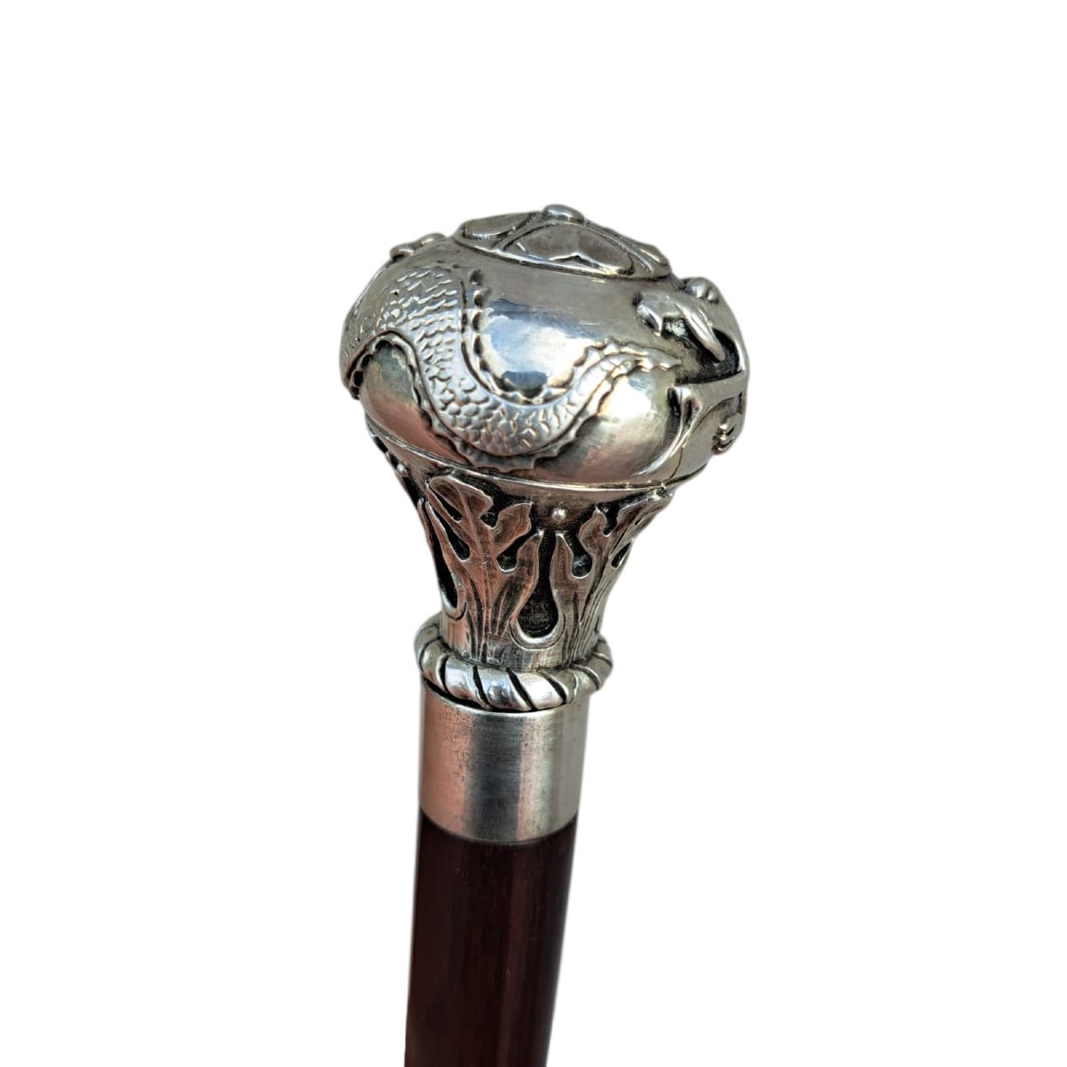 Antique Walking Stick With Silver Handle-photo-2