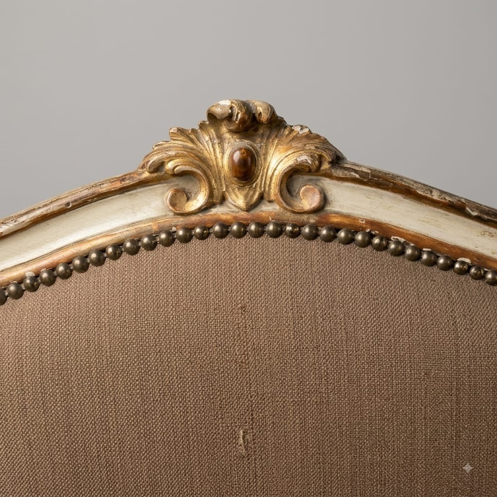 PAIRE DE FAUTEUILS LAQUÉS ET DORÉS DU MILIEU DU XIXE SIÈCLE-photo-2