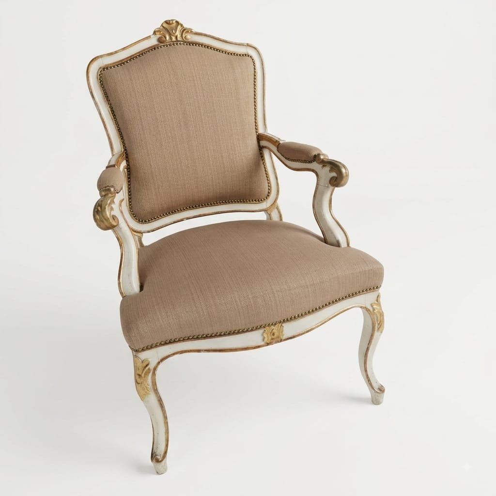 PAIRE DE FAUTEUILS LAQUÉS ET DORÉS DU MILIEU DU XIXE SIÈCLE-photo-3
