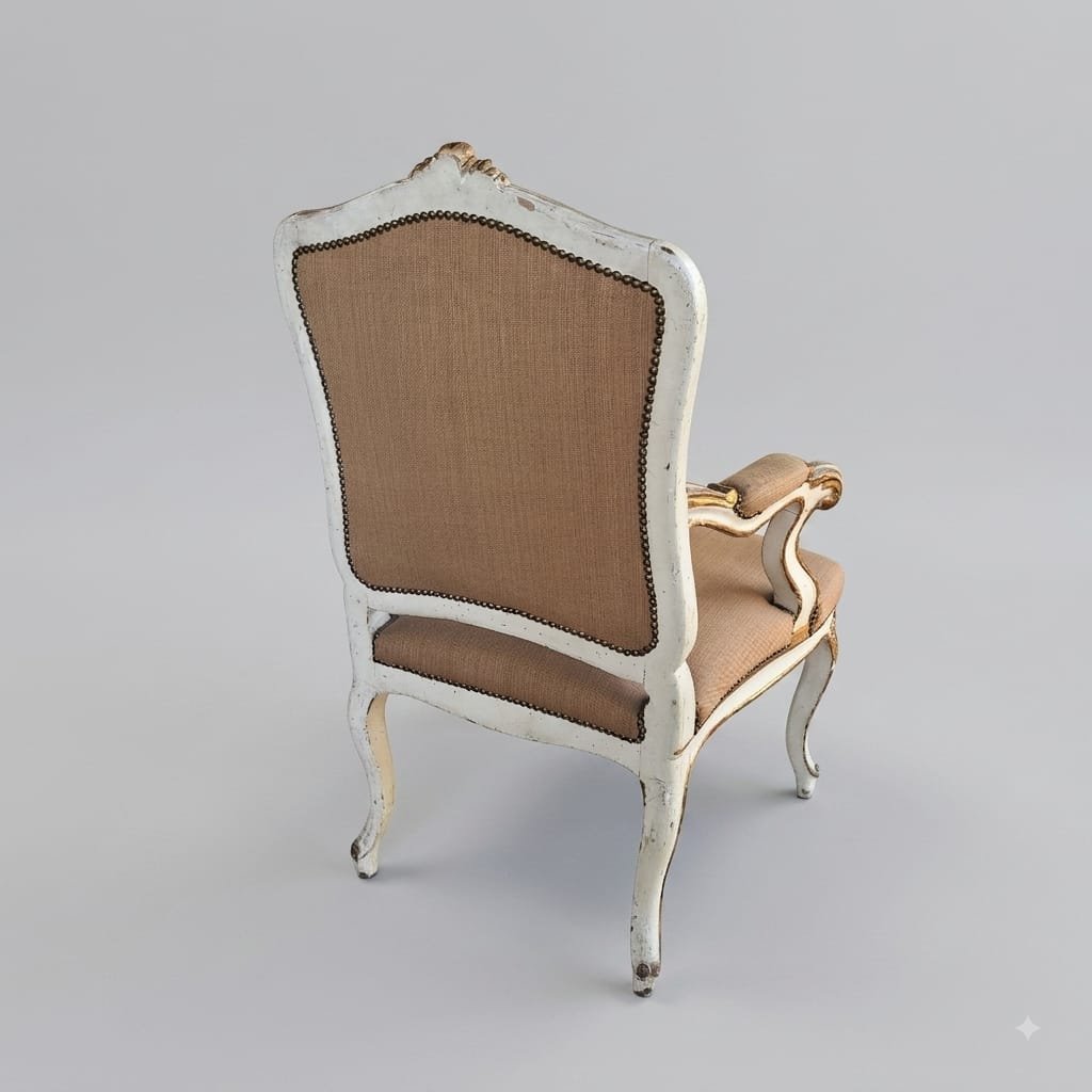 PAIRE DE FAUTEUILS LAQUÉS ET DORÉS DU MILIEU DU XIXE SIÈCLE-photo-5
