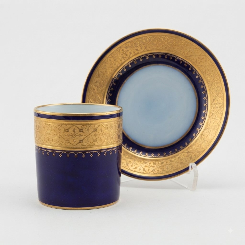 TASSE ET SOUS-TASSE DE LIMOGES, MILIEU DU XIXE SIÈCLE, SIGNÉES JEAN POUYAT-photo-4