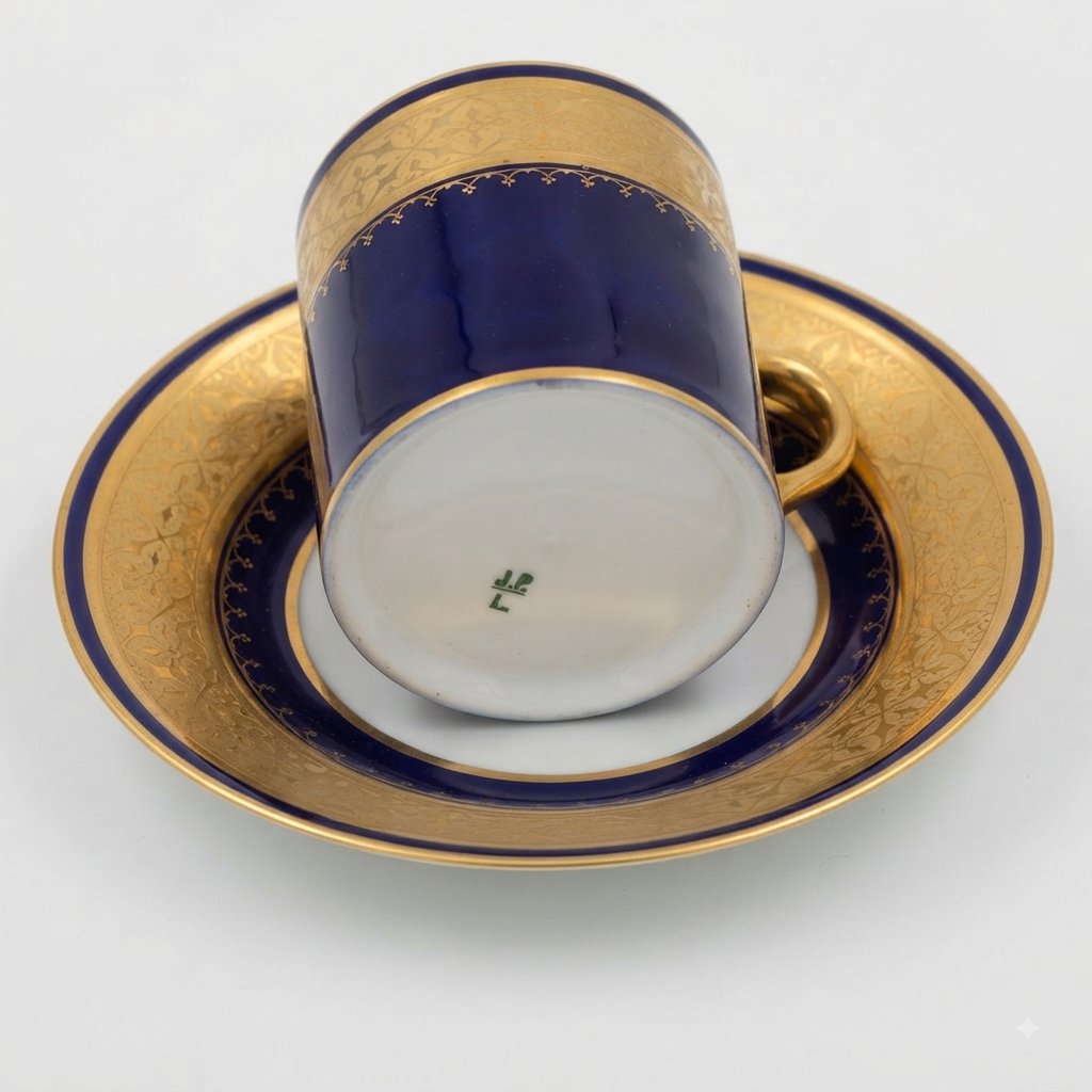 TASSE ET SOUS-TASSE DE LIMOGES, MILIEU DU XIXE SIÈCLE, SIGNÉES JEAN POUYAT-photo-2