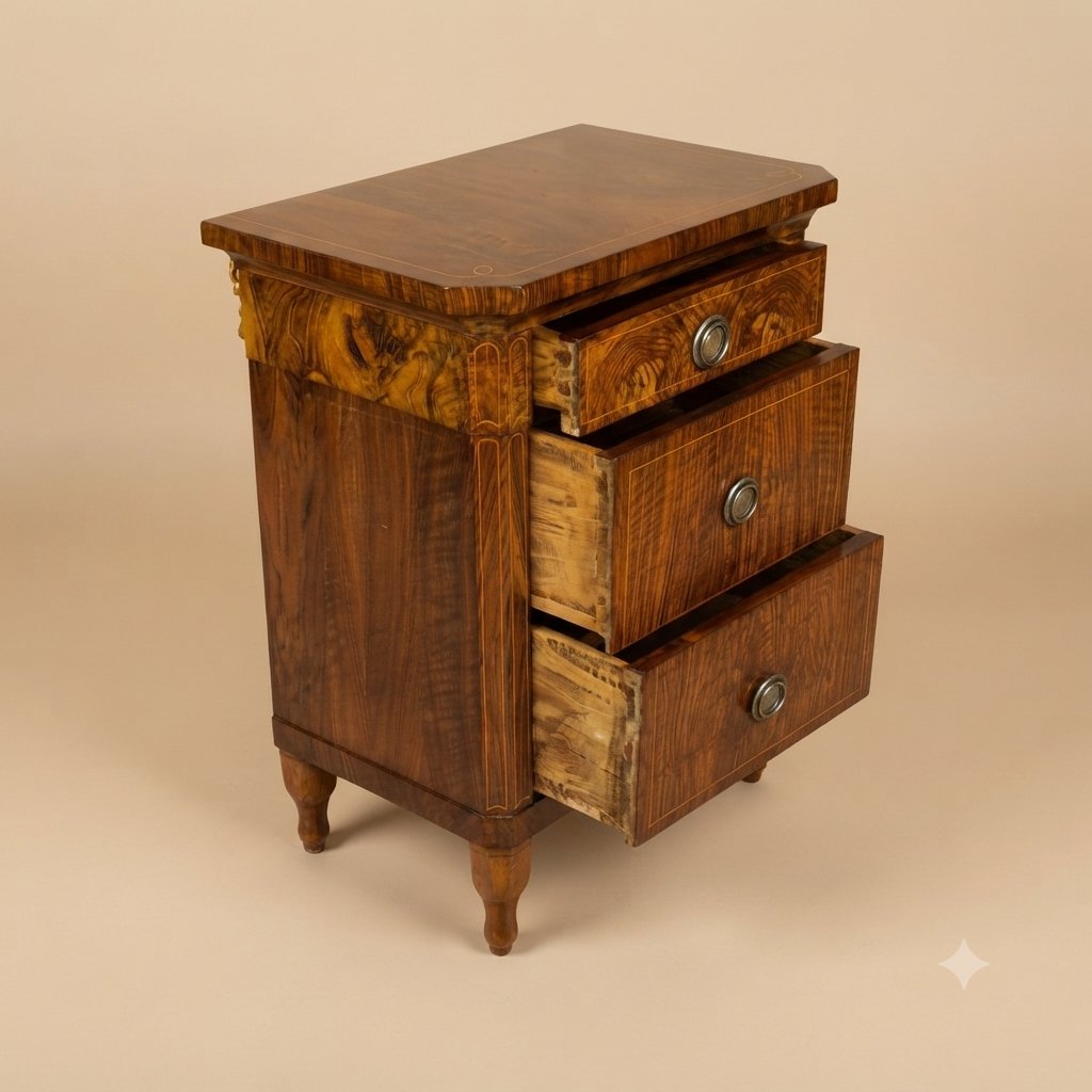 PAIRE DE TABLES DE CHEVET EN NOYER, STYLE CHARLES X, PREMIÈRE MOITIÉ DU XIXE SIÈCLE-photo-2