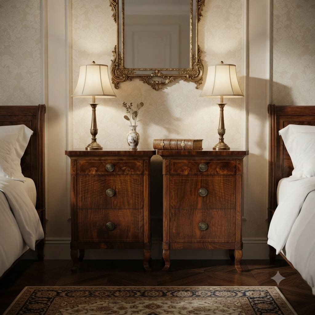 PAIRE DE TABLES DE CHEVET EN NOYER, STYLE CHARLES X, PREMIÈRE MOITIÉ DU XIXE SIÈCLE-photo-8