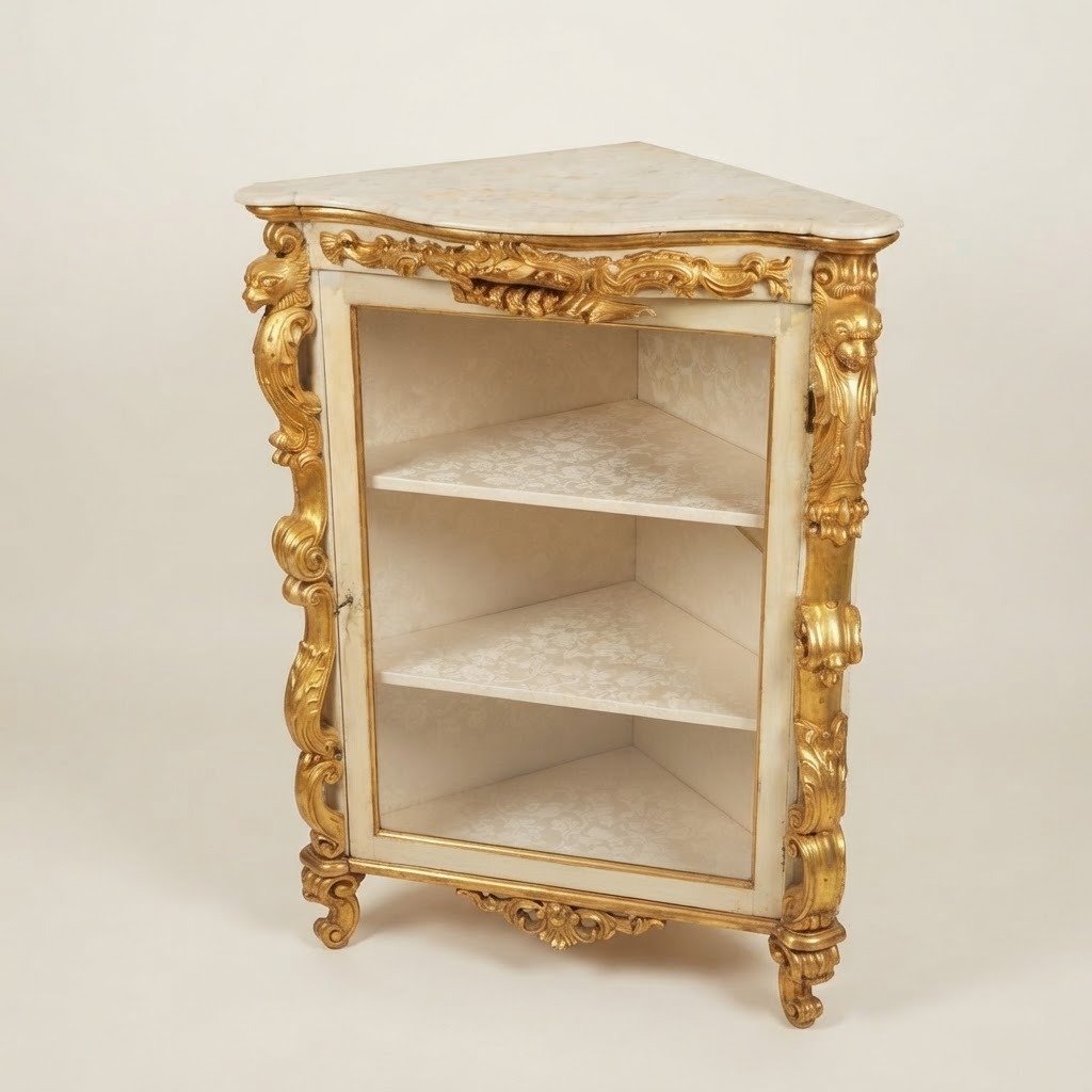 Lacquered And Gilded Corner Cabinet From The Louis XV Period, Mid-18th Century-photo-3