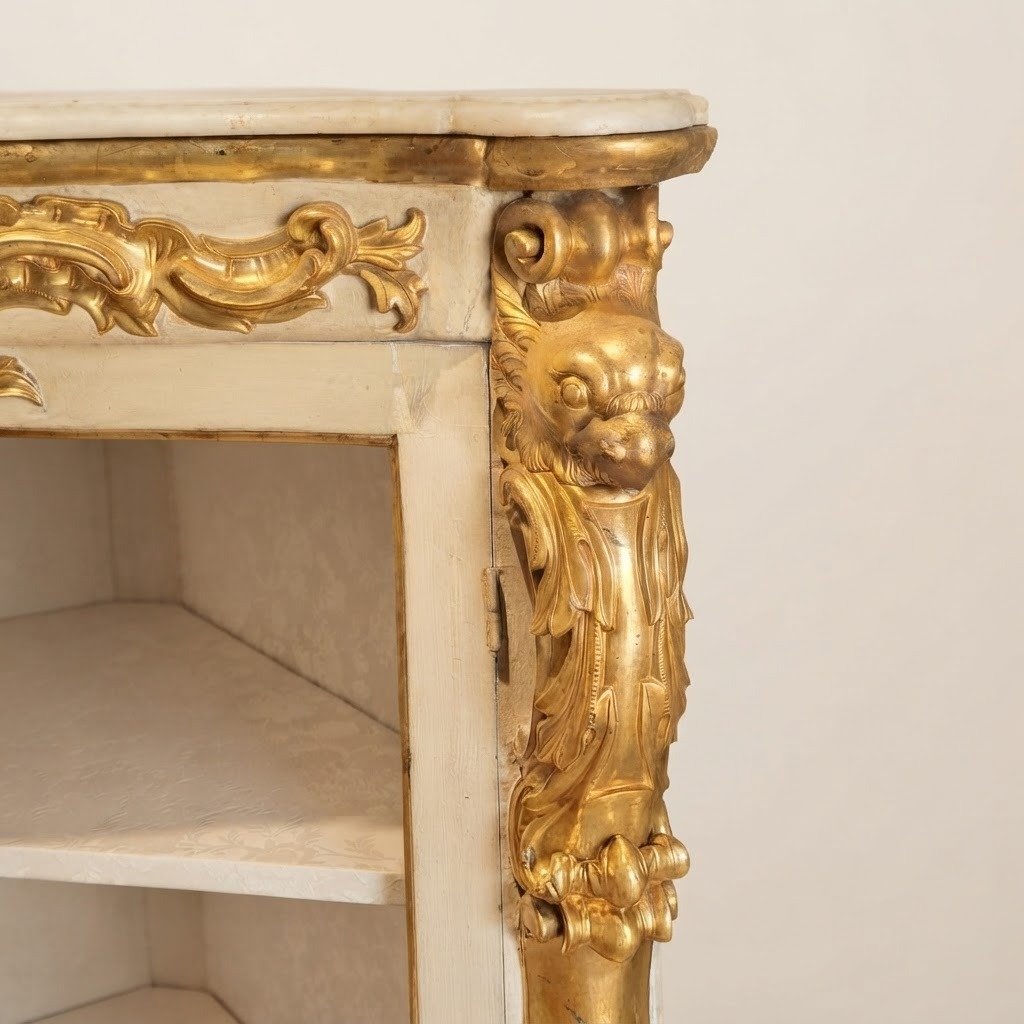 Lacquered And Gilded Corner Cabinet From The Louis XV Period, Mid-18th Century-photo-5