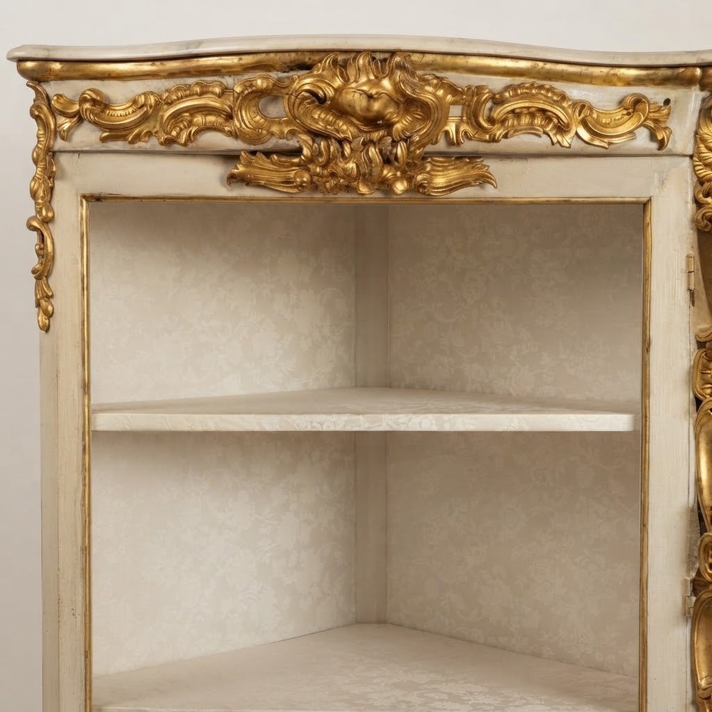 Lacquered And Gilded Corner Cabinet From The Louis XV Period, Mid-18th Century-photo-6