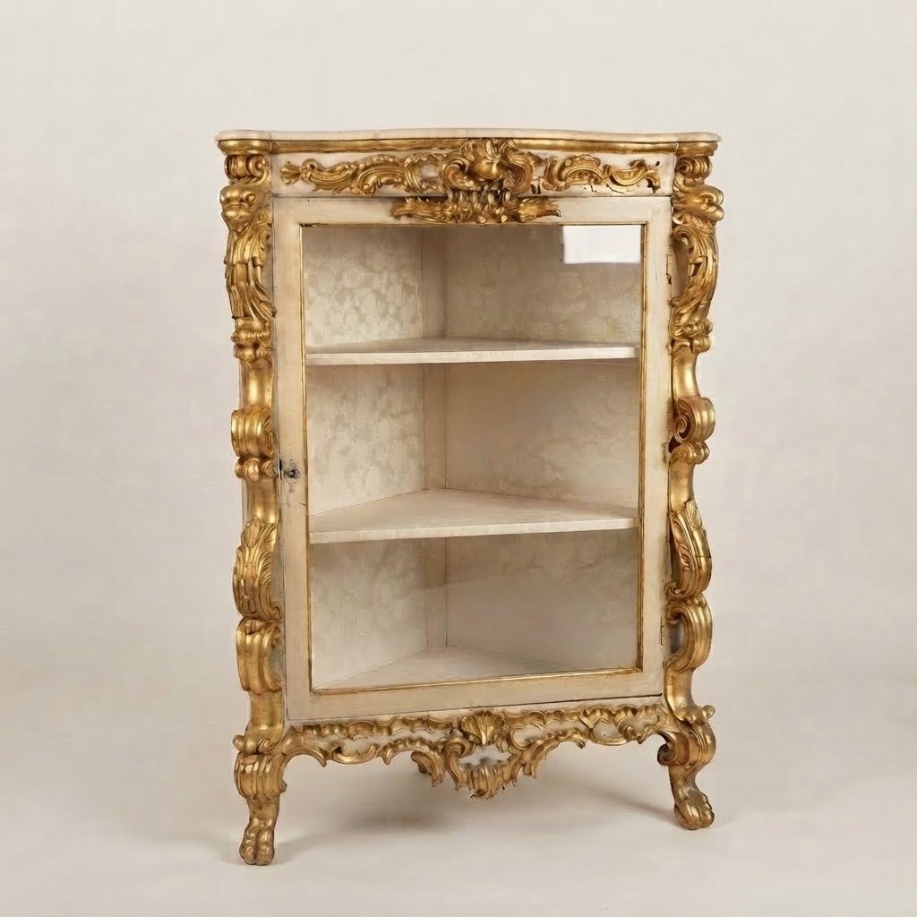 Lacquered And Gilded Corner Cabinet From The Louis XV Period, Mid-18th Century-photo-7