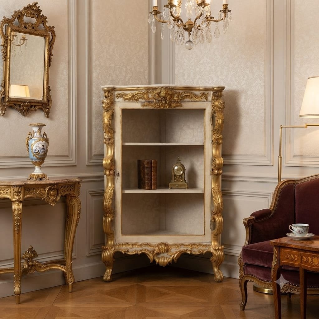 Lacquered And Gilded Corner Cabinet From The Louis XV Period, Mid-18th Century-photo-8