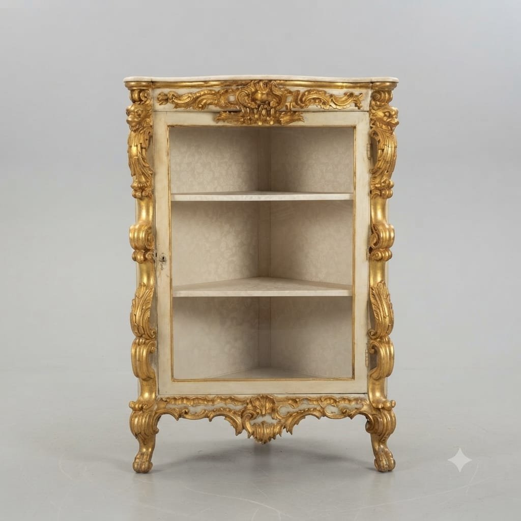 Lacquered And Gilded Corner Cabinet From The Louis XV Period, Mid-18th Century