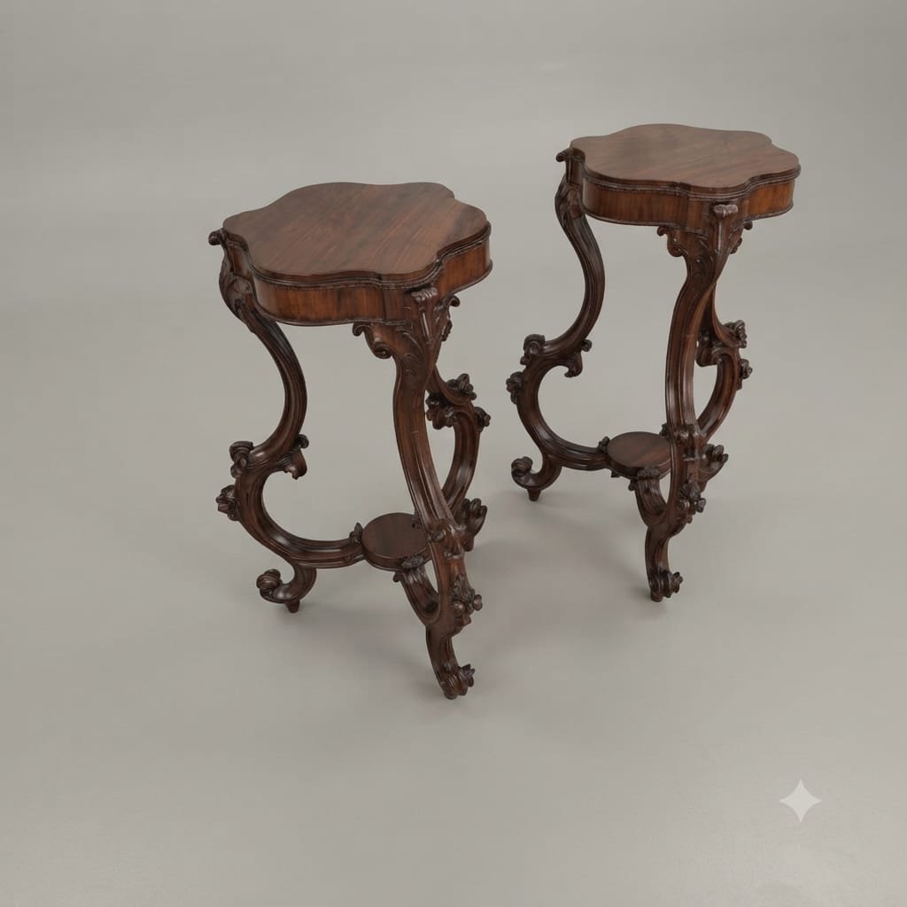 PAIRE DE GUERIDONS ANCIENS EN PALISSANDRE, ÉPOQUE LOUIS-PHILIPPE, MILIEU DU XIXE SIÈCLE-photo-1