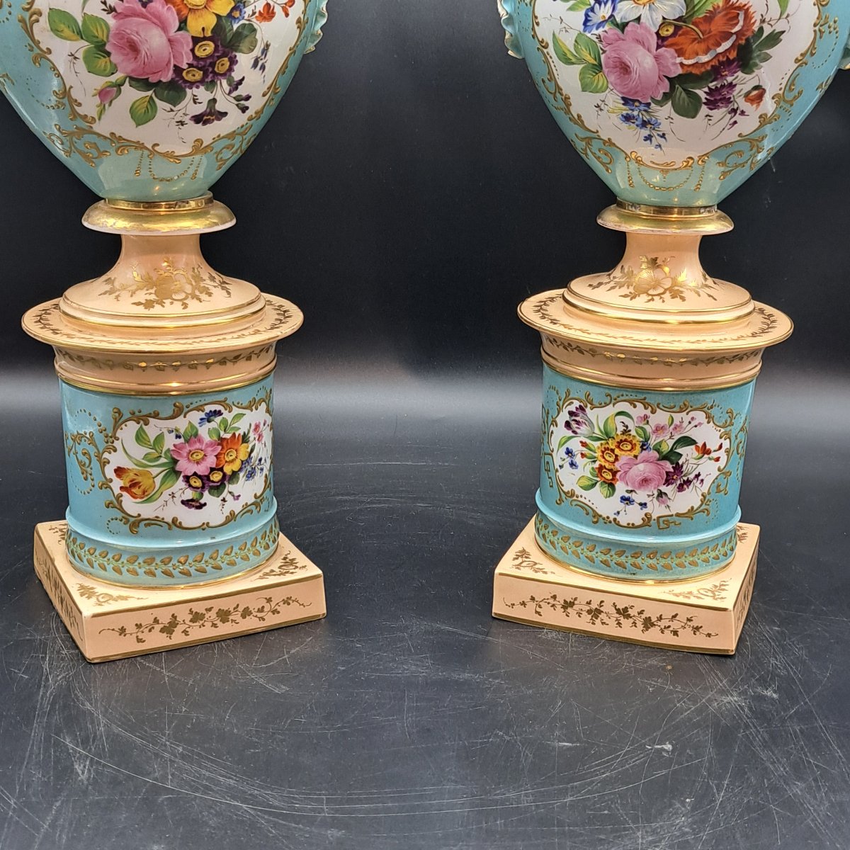 Pair Of Vases From The First Half Of The 19th Century, Signed By Jacob Petit-photo-2