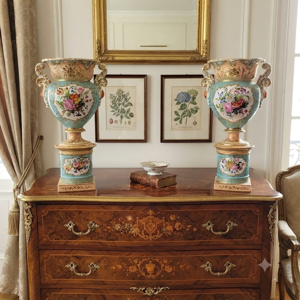 Pair Of Vases From The First Half Of The 19th Century, Signed By Jacob Petit-photo-8