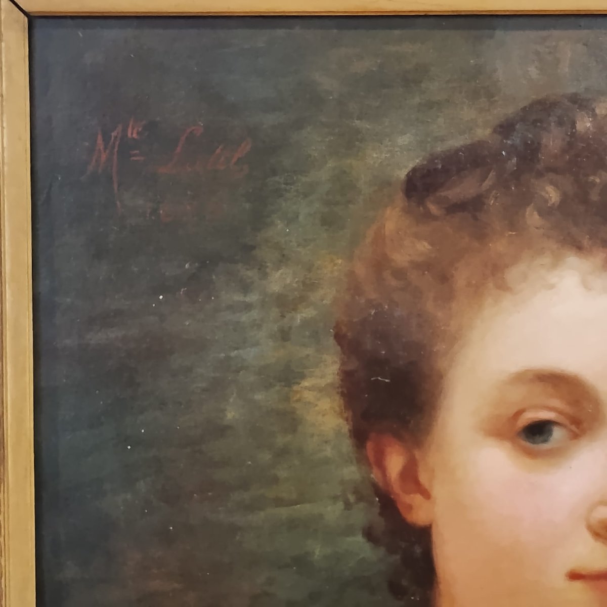 TABLEAU ANCIEN : PORTRAIT D'UNE JEUNE FEMME DE LA FIN DU XIXE SIÈCLE, SIGNÉ FRANCOIS VINCENT M.-photo-5