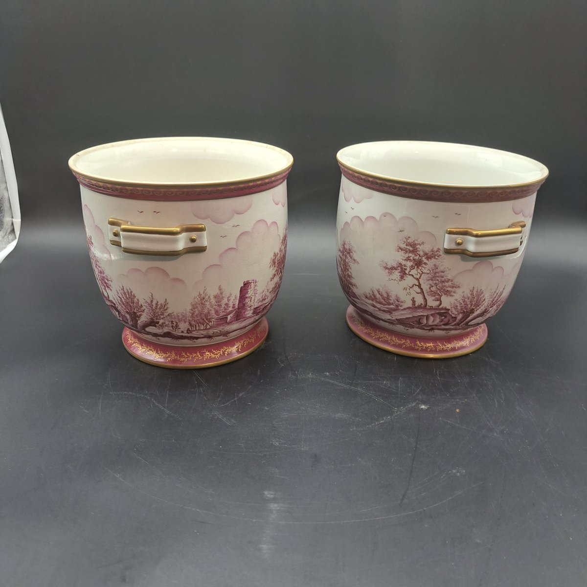 Pair Of Sèvres-style Porcelain Wine Coolers-photo-3