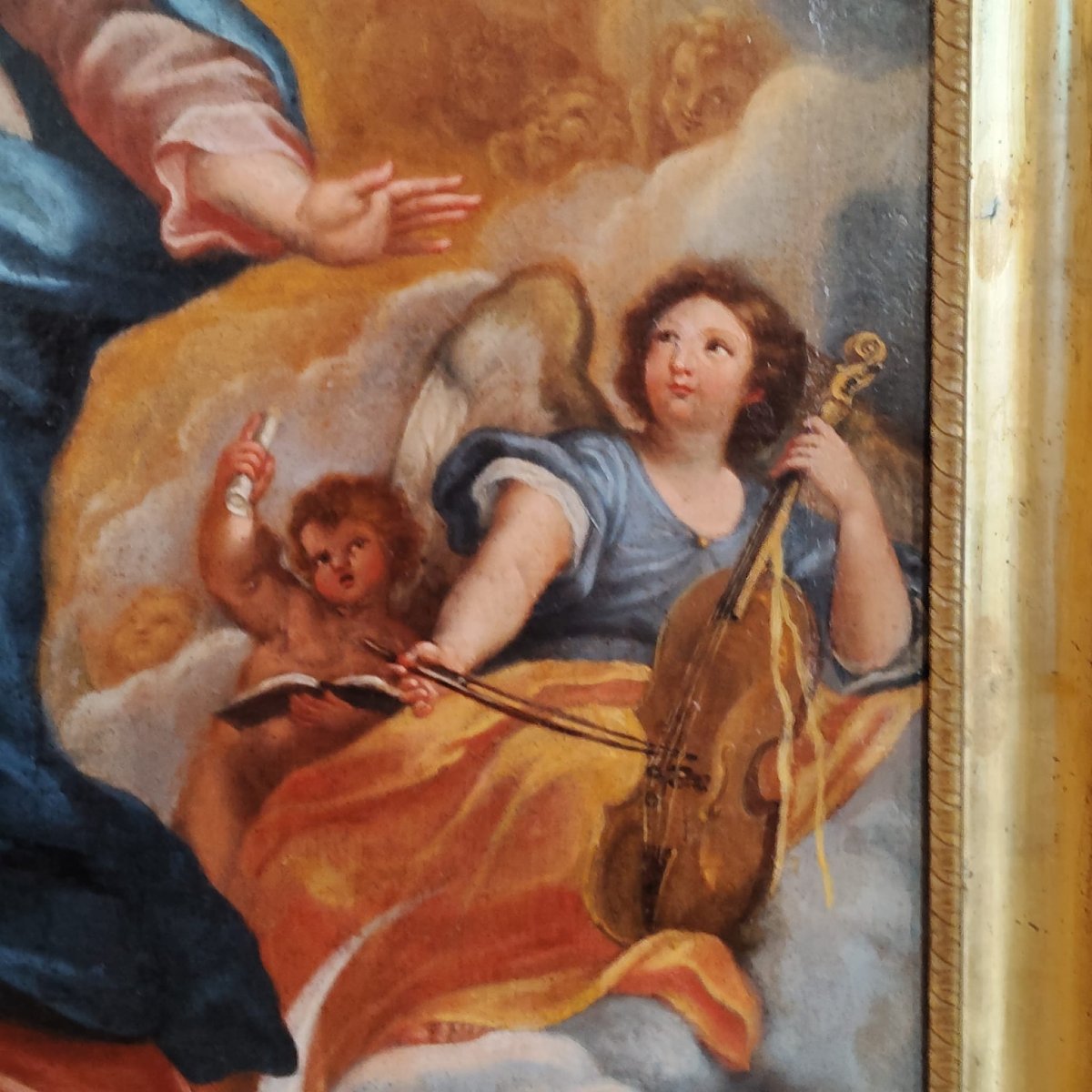 ANCIEN TABLEAU DE L'IMMACULÉE CONCEPTION DU XVIIIE SIÈCLE-photo-4