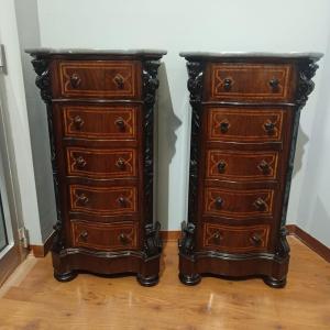 Pair Of Sicilian Charles X Rosewood Bedside Tables, First Half Of The 19th Century