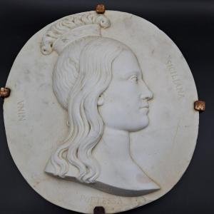 BAS-RELIEF EN MARBRE DE ROSOLINO BARBERA (1838-1866), XIXE SIÈCLE