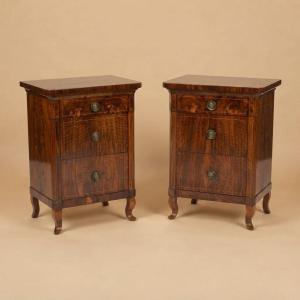 Pair Of Carlo X Walnut Nightstands From The First Half Of The 19th Century